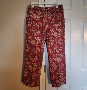 Womens Ann Taylor Loft Strech Size 8 Red With Floral Pants